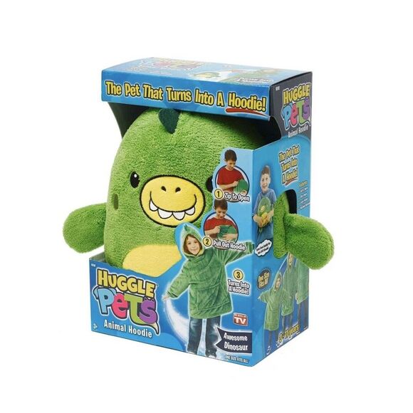 New Huggle Pets Hooded Sweatshirt Dinosaur Green Kids Great Gift Warm Plush Cozy - Picture 1 of 4